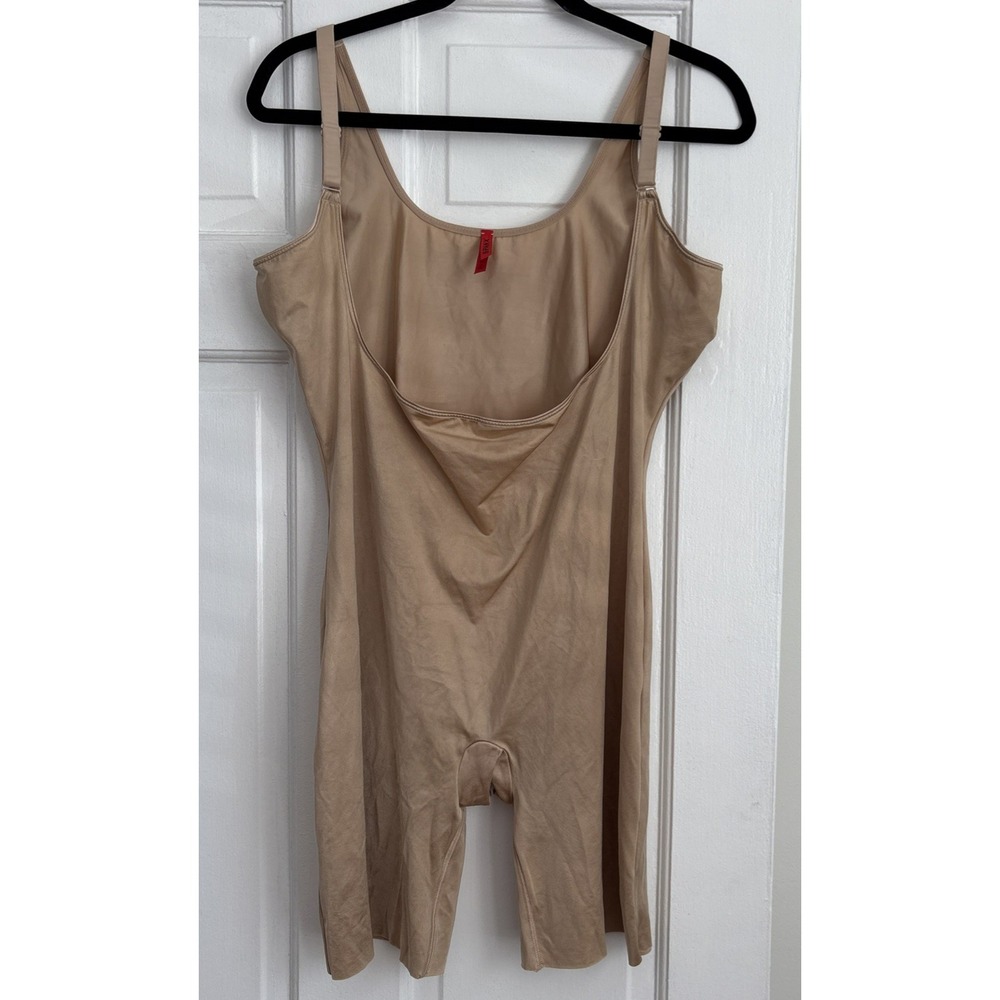 Spanx Slimplicity Open Bust Mid Thigh Body Shaper Nude Beige 2X RN112121